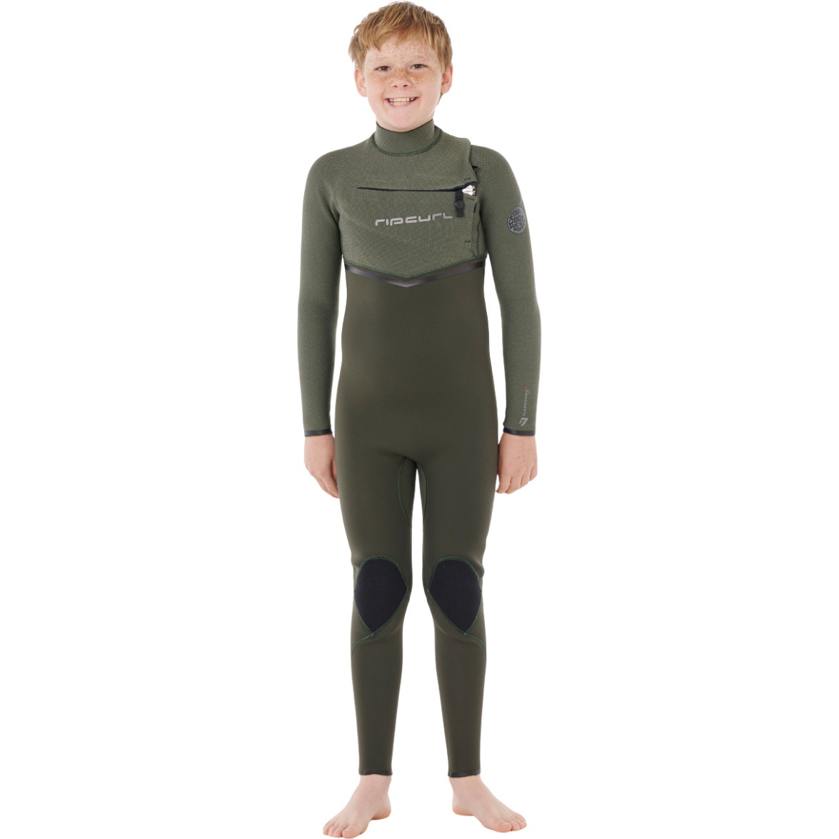 2026 Rip Curl Junior Flashbomb Pro 4/3mm Chest Zip Våtdräkt 14JBFS Deep Cactus